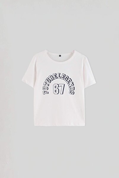 TRENDYOLKIDS Tricou tricotat cu imprimeu pentru băieți Ecru TKDSS26TS00096