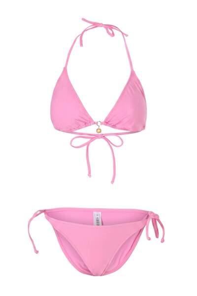 Trendyol Kollektion Rosa dreieckig bedecktes Bikini-Set mit Charm-Accessoires...