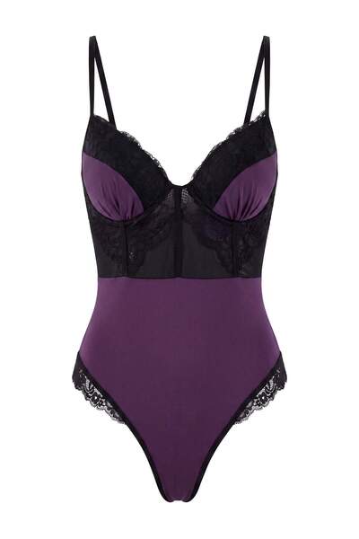 Trendyol Collection Plum Jersey Lace Detailed Body Thmaw27Bd00011