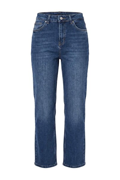 Trendyol Collection Premium Dark Blue Low Stretch Regular Waist Slim Straight...
