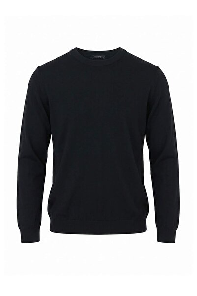 Trendyol Collection Black Regular/Normal Cut Crew Neck Soft Tuşe Basic Knitwe...