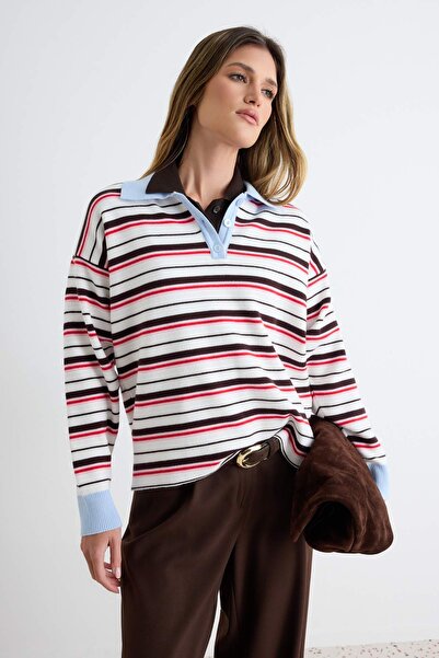 Trendyol Collection أساسيات خزانة الملابس: سترة تريكو بياقة بولو من خيوط مميز...
