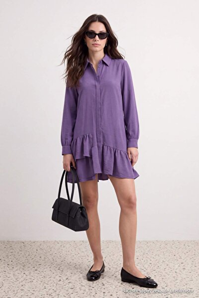 Trendyol Modest Cămașă lungă oversize lila Aerobin, tip tunică TCTAW27TG00012