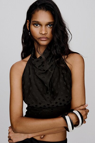 Bershka Jakarlı puantiye desenli top