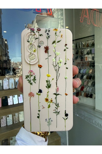 OVADA Samsung Galaxy A54 Uyumlu Sarmaşık Ve Çiçek Desenli Silikon Telefon Kılıfı