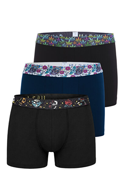 Saint Sail Σετ 3 ανδρικών μπόξερ με εύκαμπτο ύφασμα από βαμβακερό Lycra με πο...