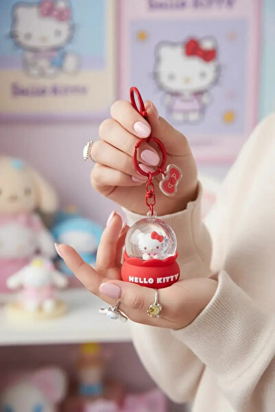 Miniso Sanrio Lisanslı Hello Kitty Kristal Top Sıvı Anahtarlık - Hareketli Fi...