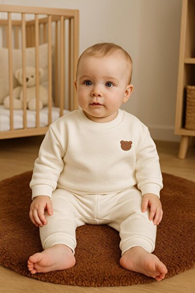 Luna Kids Store Unisex Baby/Child Waffle Teddy Bear 100% Cotton White Set