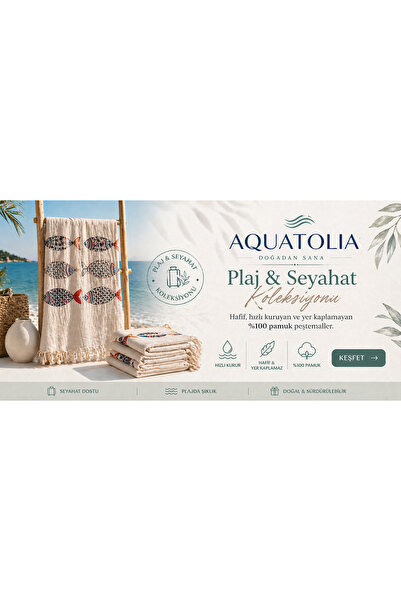 AQUATOLIA MÜSLİN BÜYÜK BALIKLI PEŞTEMAL - %100 Pamuk- 100x180- Peştemal- Plaj...