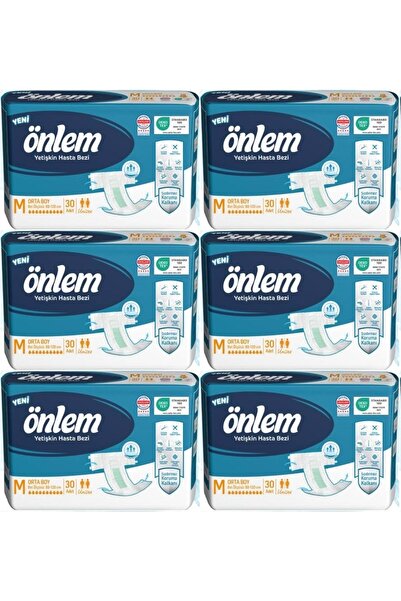 ÖNLEM حفاضات للكبار بحزام خصر وسطح قماشي مقاس M - متوسط - 180 قطعة (6 عبوات*30)