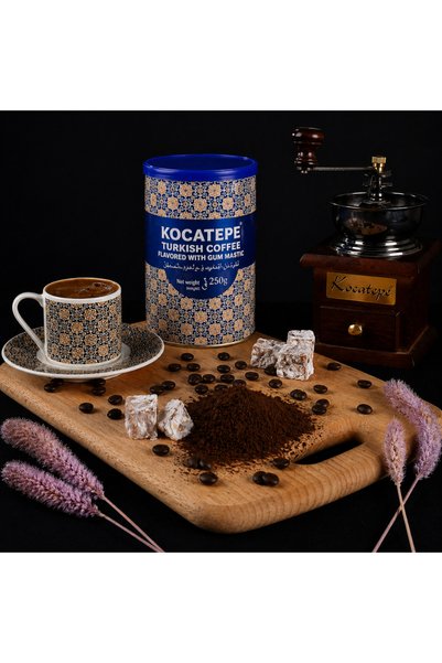 Kocatepe Turkish Coffee with Gum Mastic 250g, Authentic Fine Ground Blend, Rich Aroma, Smooth Traditional Brew, Delicate Resin Notes for Cezve/Ibrik