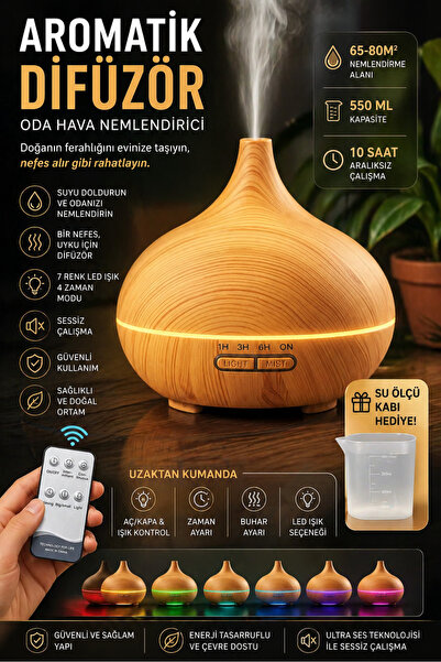 nextbuy 550ml Elektrikli Aroma Uçucu Yağ Difüzör Hava Nemlendirici Kumandalı ...