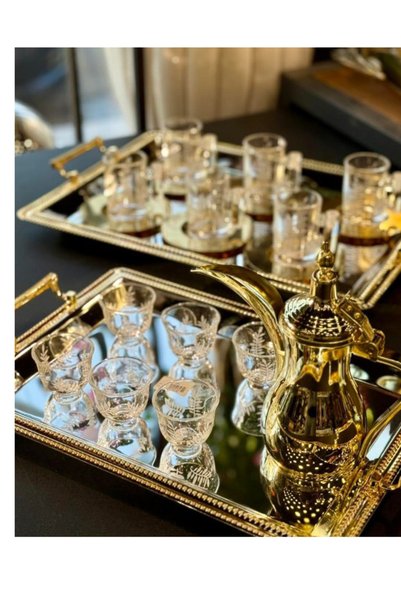 Turkish Store İstanbul طقم شاي وقهوة مكون من 18 قطعة