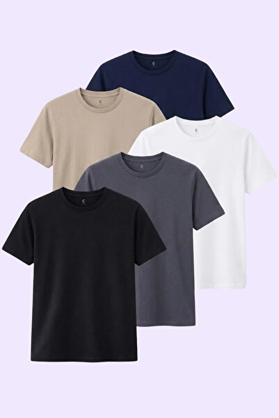 Gizrain Γυναικείο Σετ 5 Βασικών Μπλουζών – Βαμβακερό, Απαλή Υφή, Λαιμόκοψη Πο...