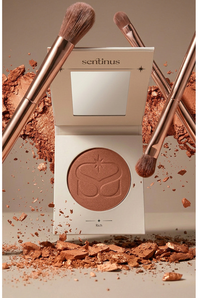 Sentinus Rich Powder Blush |   Warm Bronze Tone |   Sparkling End |   High Pigment & Silky Texture