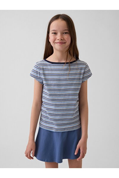 GAP Kız Çocuk Mavi Cap-Sleeve Fitted T-Shirt