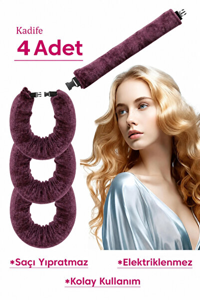 Deko Dekor Σετ 4 τεμαχίων Dusty Rose Velvet Hair Styler Velvet Hair Sausage κ...