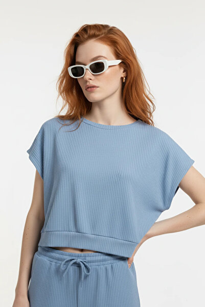No Matter What Crew Neck Short Sleeve T-Shirt with Ribbed Hem