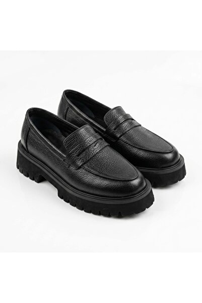 Phoenicia Hakiki Deri Siyah Kadın Loafer
