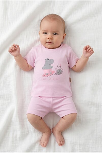 hobbe baby طقم أطفال مكون من شورت وتي شيرت مصنوع من القطن بنسبة 100%