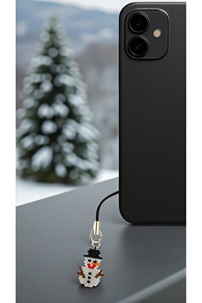 SEARD Miyuki Bead Handmade Snowman Phone Charm - Charm 1