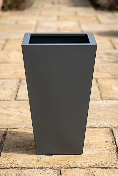 Desen Dekorasyon Zenith 60 cm Dikey Metal Antrasit Saksı - İç ve Dış Mekan Mo...
