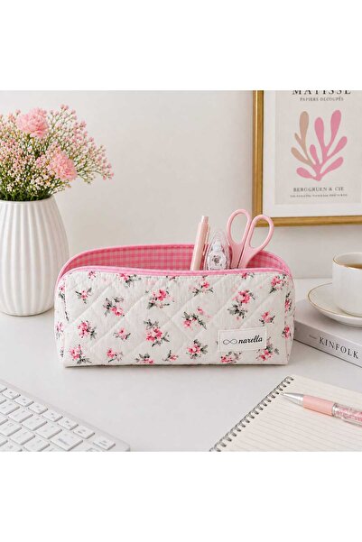 nartella Rose Patterned Pen Holder - Large Volume, Washable, Single Compartme...