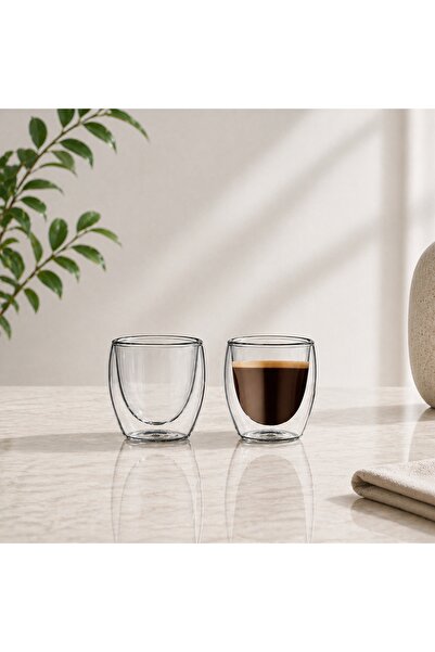 Blackstone Double Wall Glass Coffee Tumbler Cups 2 Piece Set 100ML Clear - DG820