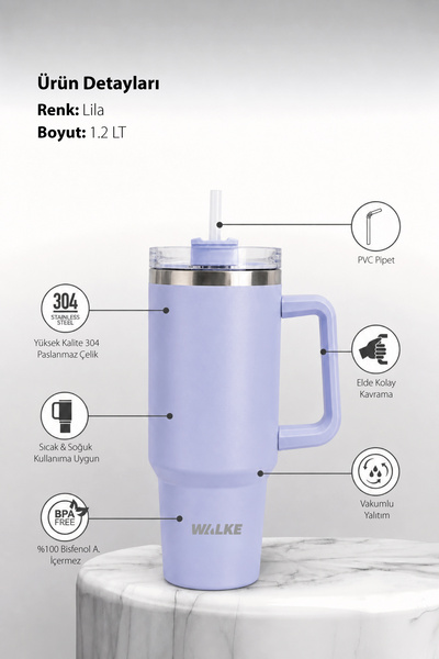 Walke Luxury Pipetli Bardak Termos 1.2 Litre