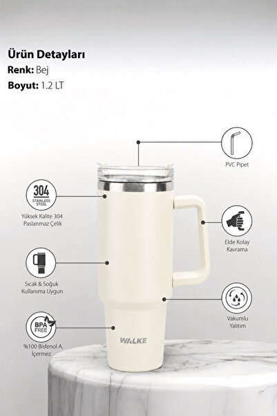 Walke Luxury Pipetli Bardak Termos 1.2 Litre