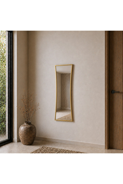 Aypars Atölye MDF çerçeve Modern Altın Çerçeveli Boy Aynası 40x120 cm – Kavis...