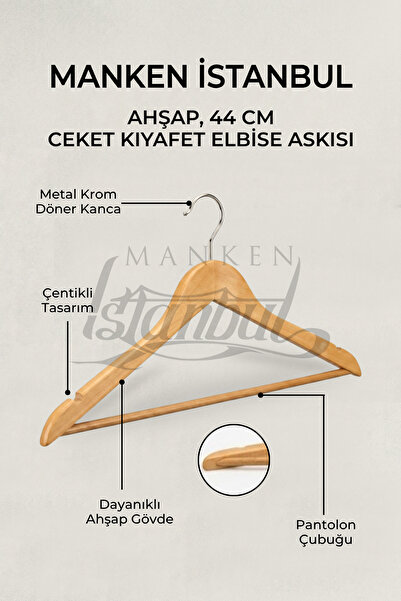 Manken İstanbul 10 komada drvenih vešalica za kapute, vešalica za košulje, ve...