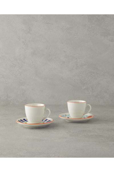English Home Mixed Lines Porselen Kahve Fincan Takımı Renkli