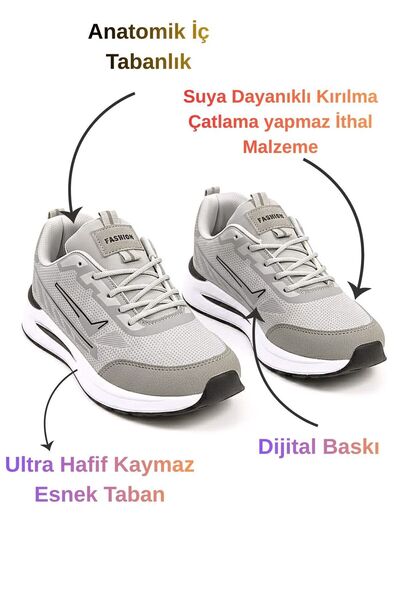 McDark Kadın Gri Trenj Bağcıklı Ortopedi Sneaker Ayakkabı