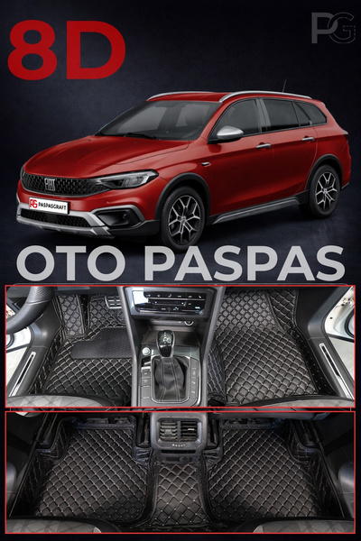 PASPASGRAFT FIAT EGEA CROSS 2020-2026 Siyah Üzeri Bej Dikiş 8D Prestige Premi...