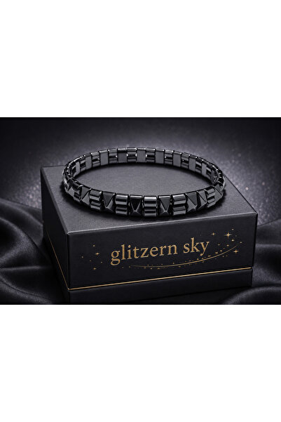 nss sky rock Hematite Natural Stone Bracelet Pyramid and Cylinder Cut Elastic...