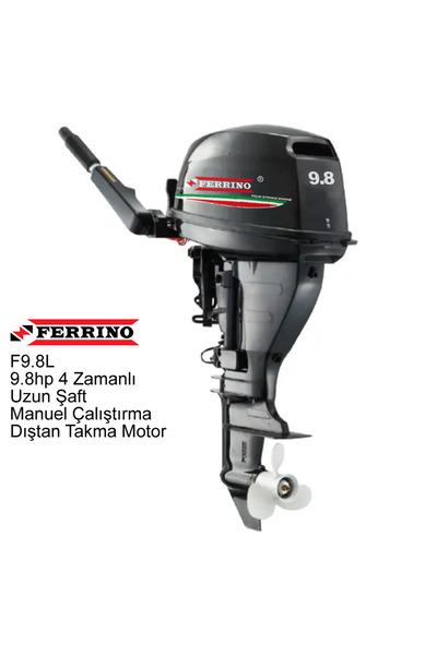 Ferrino 9.8Hp 4T Dıştan Takma Motor (Model:F9.8BWL) Uzun Şaft Manuel
