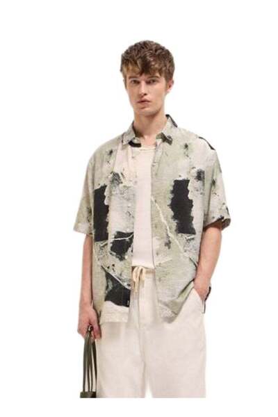 The Bear House Men's Multi-Color Abstract Digital Print Relax Fit Casual Shir...