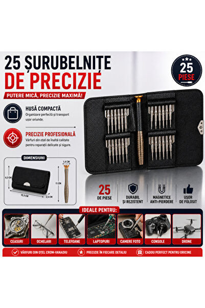 SMARTECH Set șurubelnițe de precizie 25 în 1, argintii