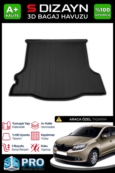 S Dizayn S-Dizayn Renault Symbol 3D Pro Bagaj Havuzu 2013 Üzeri A+ Kalite 3BH...