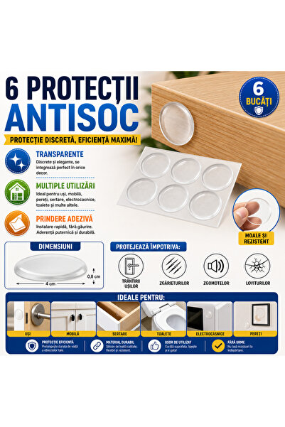SMARTECH Set de 6 protecții antișoc pentru mobilă și pereți, transparente, po...