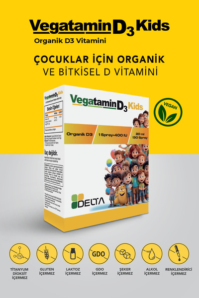 Dens Delta Naturel Vegatamin D3 Kids Sprey 400 IU Çocuklar İçin Organik Bitki...