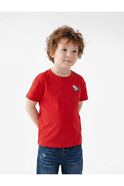 Koton Cotton Short Sleeve Pocket Detail Crew Neck Printed T-Shirt