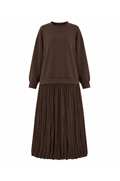Serpirella Butik Crew Neck Satin Surface Dress
