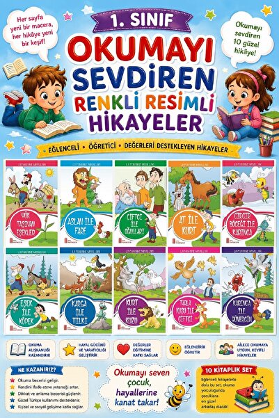 Ata Yayıncılık 1. Sınıf Okumayı Sevdiren Renkli Resimli Hikayeler 8 - 10 Kitap