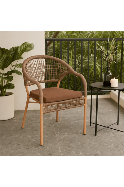 Ch Single Rattan Chair Brown 45-54-76cm