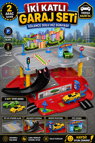 2 Tier Garage Playset - Parking Set - Car Set - Hotwheels Set - Station