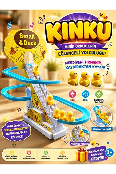 Turn Around Duck Game with Music with Duckling Lights Climbing Up the Stairs and Sliding Down the Slide