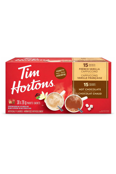Tim Hortons Assorted Hot Chocolate, French Vanilla and Cappuccino, 30 x 28g P...