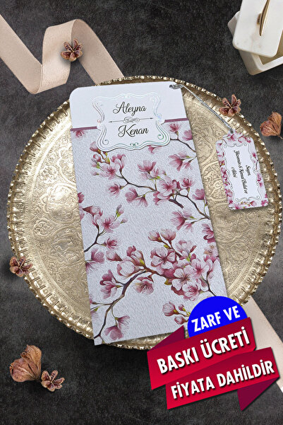 Cem Davetiye Düğün Nişan Nikah Kına Davetiyesi 984 (100 ADET) Baskı Dahil